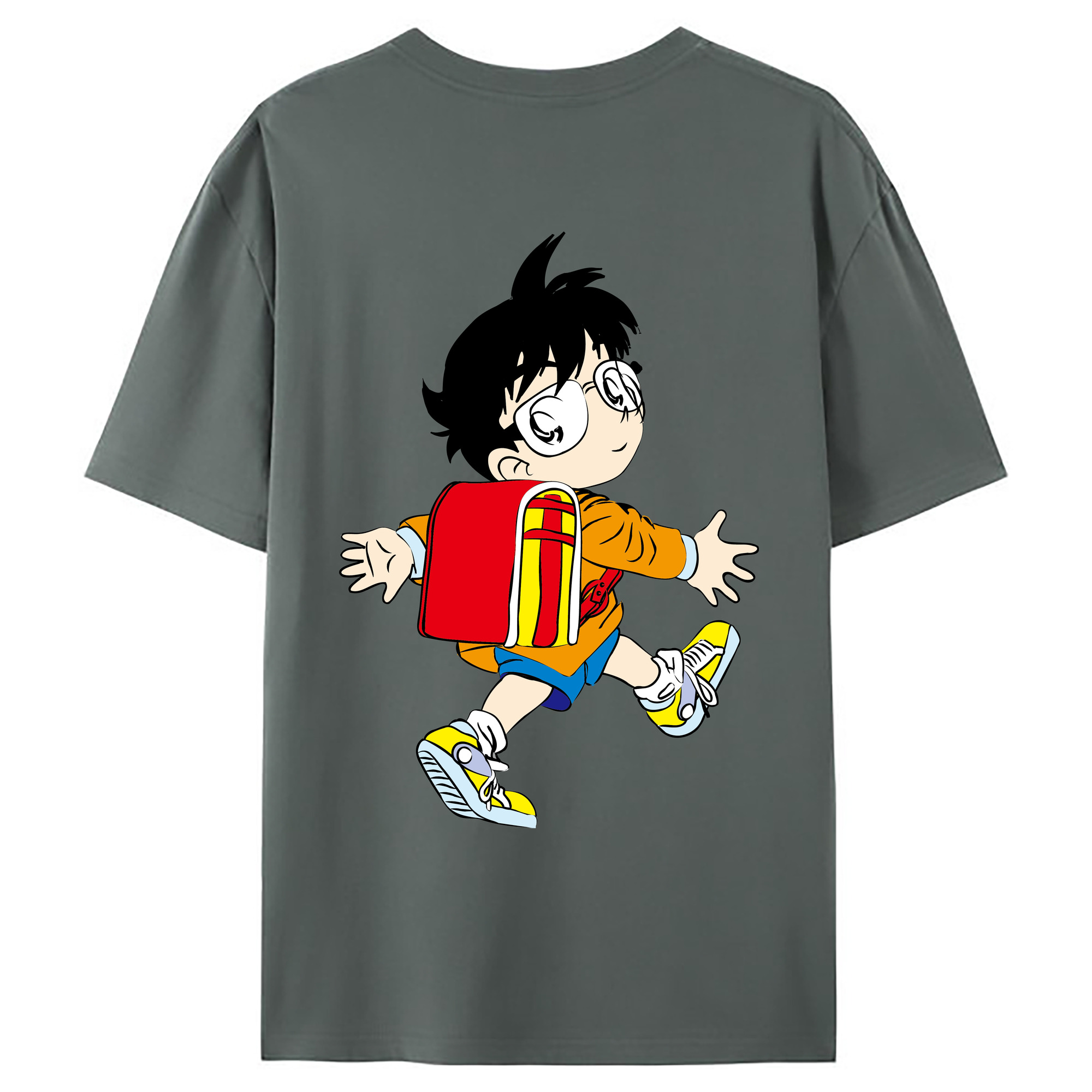 （画像用） 名探偵コナン 江戸川 コナン Detective Conan Conan Edogawa 綿100％ メンズ半袖Tシャツ（バックプリント） 通気性